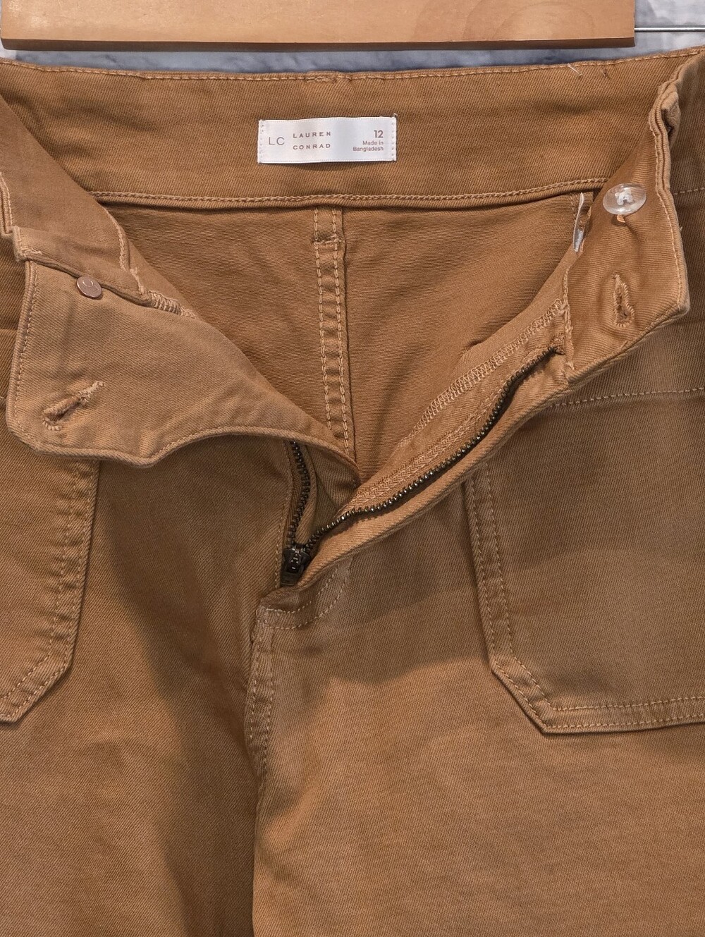 Lauren Conrad Wildflower Super High Rise Wide Leg Crop Pants Camel - 12 - Picture 3 of 3